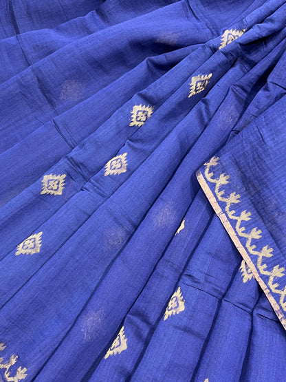 DARK BLUE PURE HANDLOOM MUL COTTON SAREE