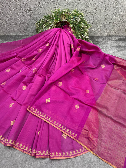 PINK PURE HANDLOOM MUL COTTON SAREE