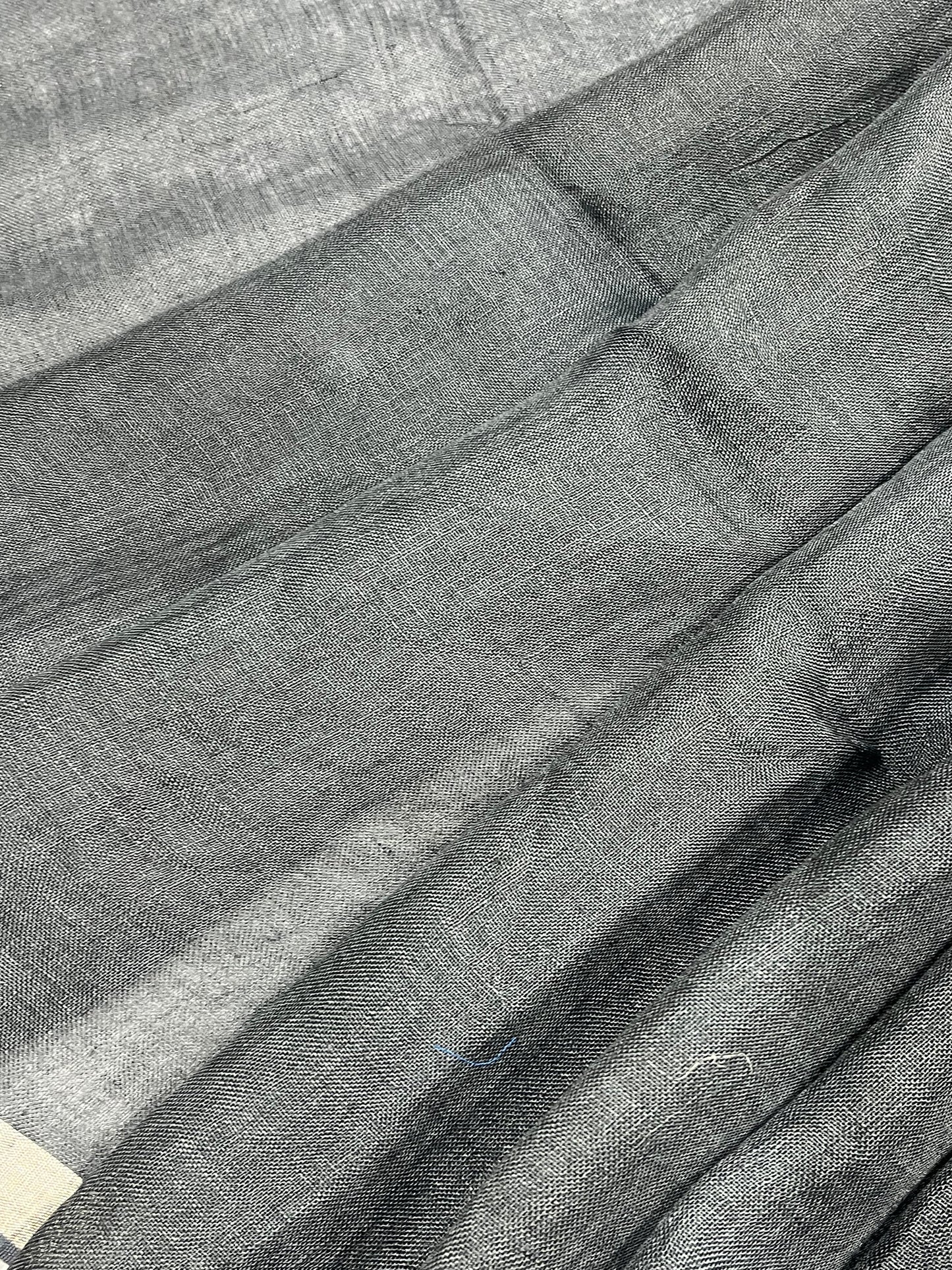 BLACK PURE HANDLOOM LINEN SAREE
