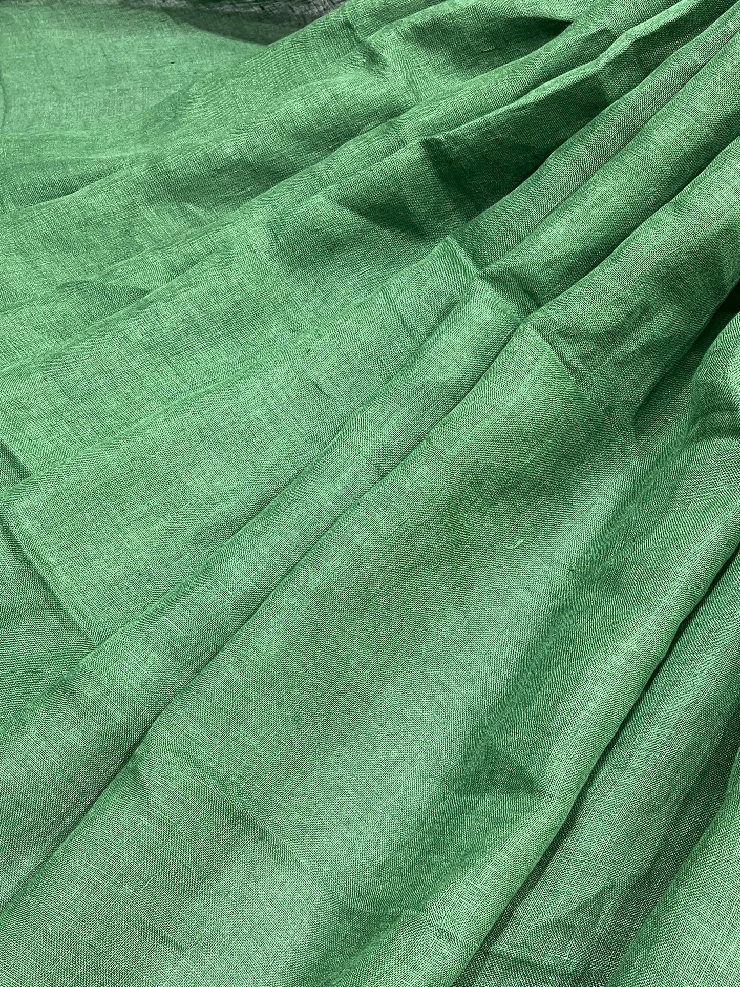 GREEN PURE HANDLOOM LINEN SAREE