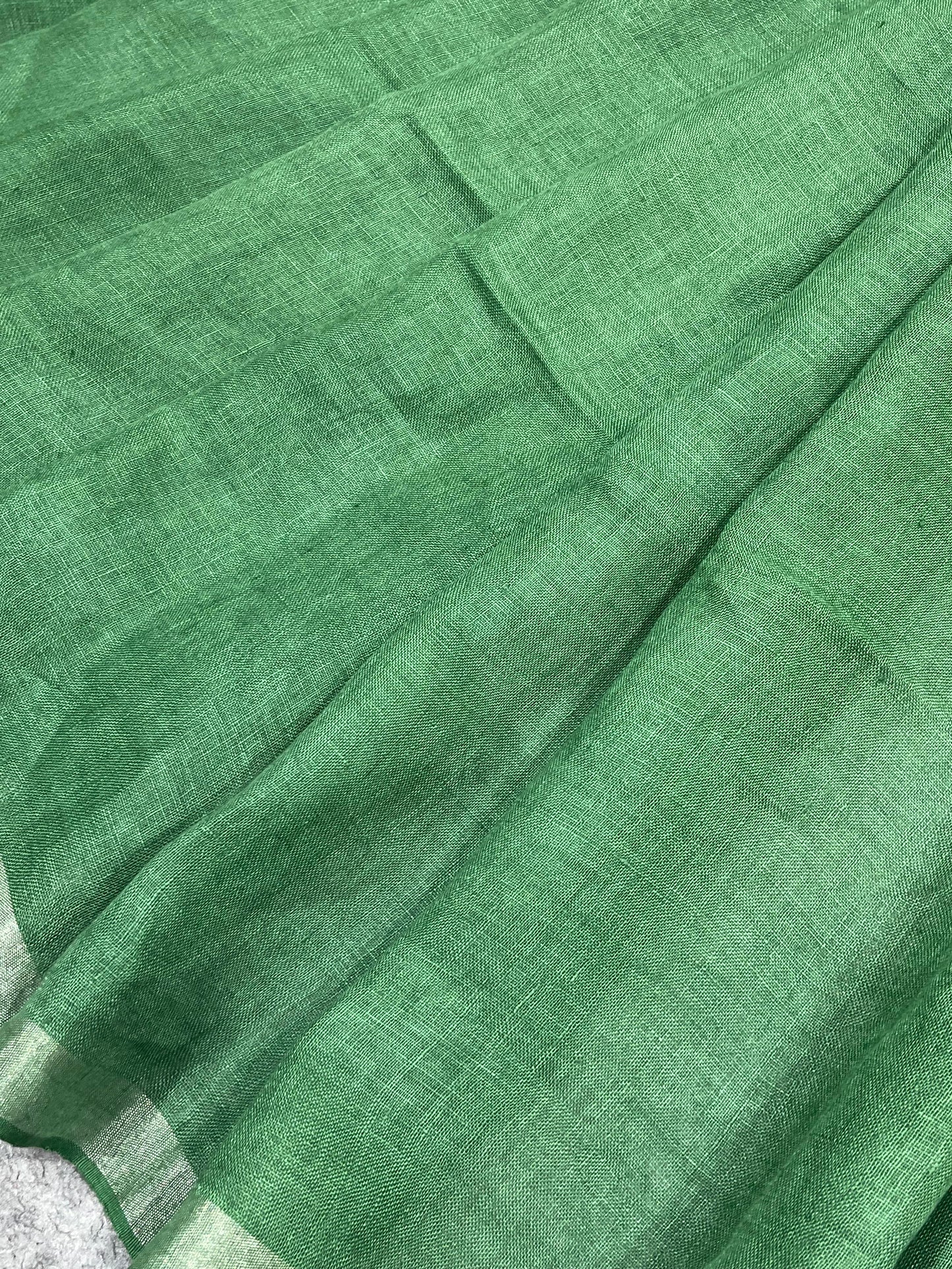 GREEN PURE HANDLOOM LINEN SAREE