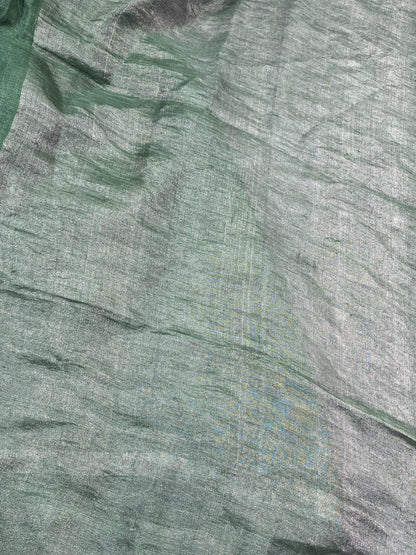 GREEN PURE HANDLOOM LINEN SAREE