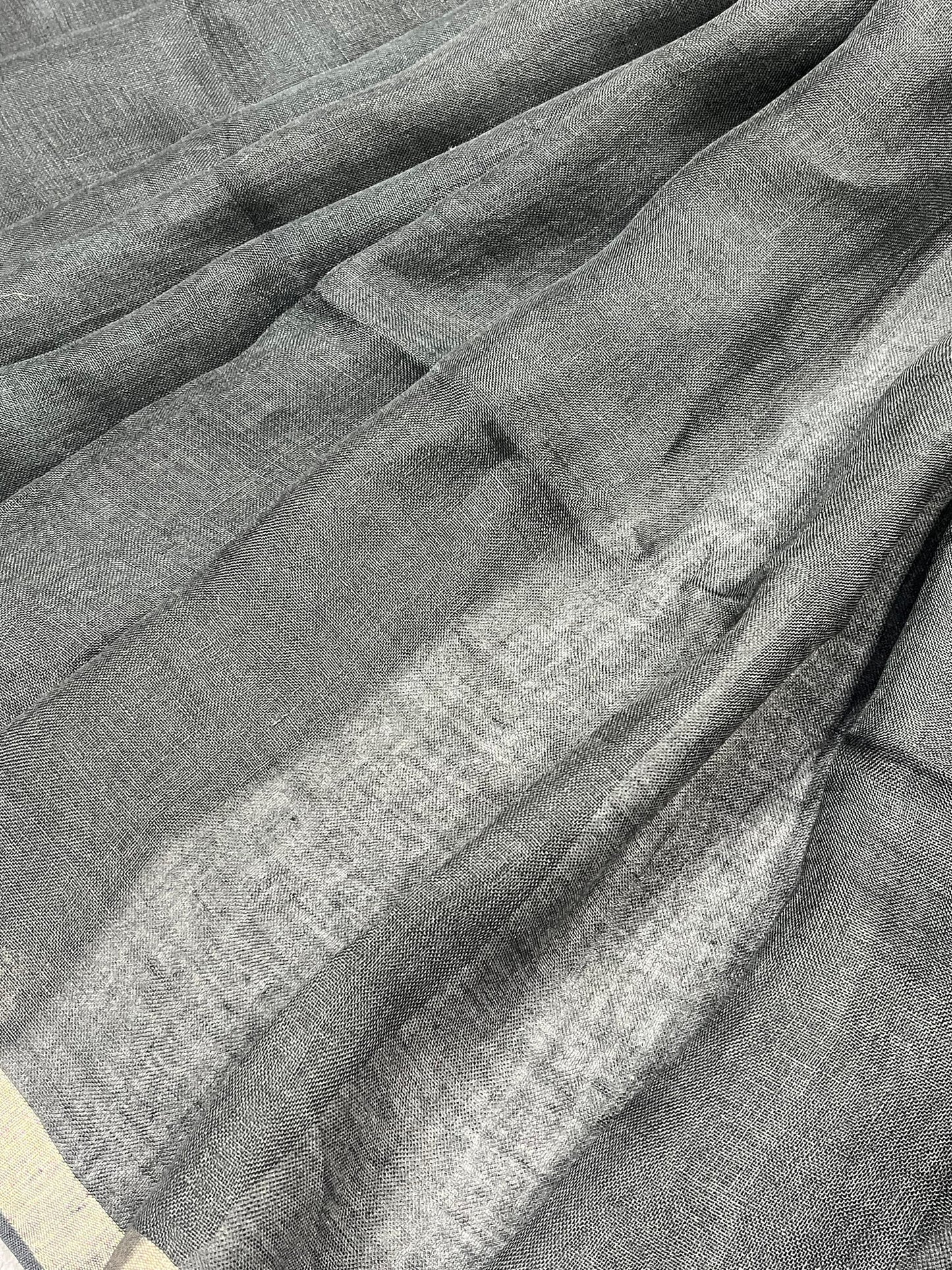 BLACK PURE HANDLOOM LINEN SAREE