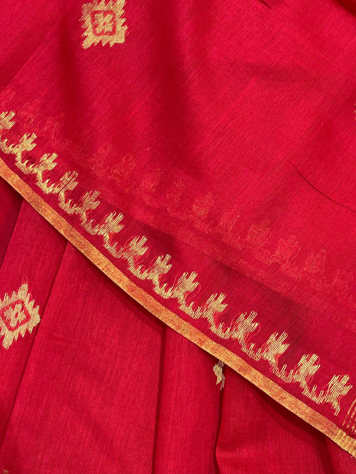 RED PURE HANDLOOM MUL COTTOPN COTTON