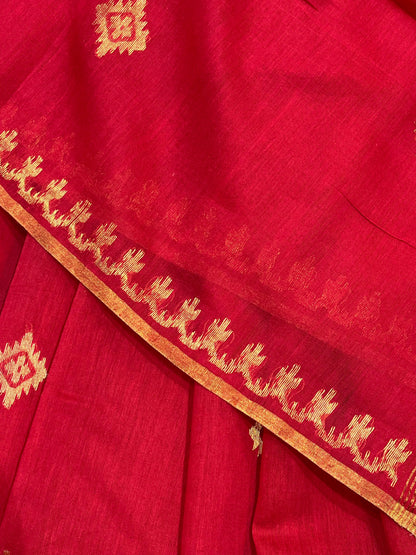 RED PURE HANDLOOM MUL COTTOPN COTTON