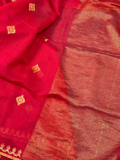 RED PURE HANDLOOM MUL COTTOPN COTTON