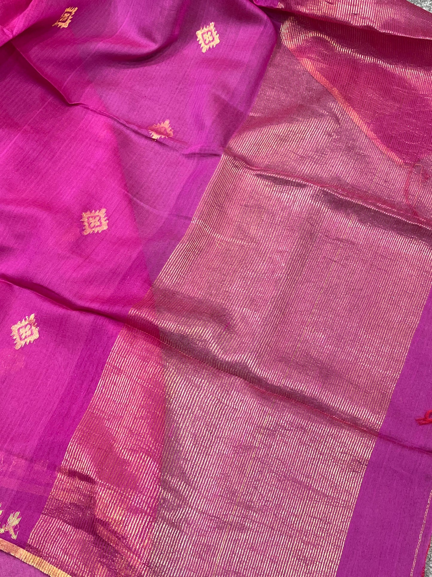 PINK PURE HANDLOOM MUL COTTON SAREE