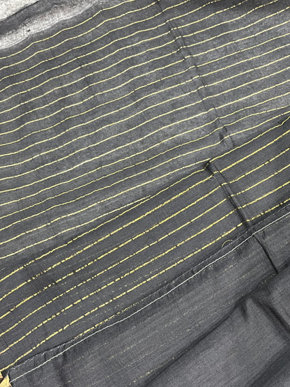 BLACK PURE HANDLOOM MUL COTTON SAREE