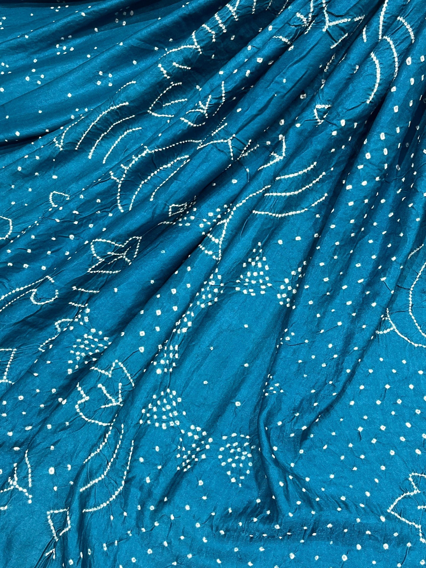 TEAL BLUE GAJJI SILK PURE HANDLOOM BHANDEJ SAREE
