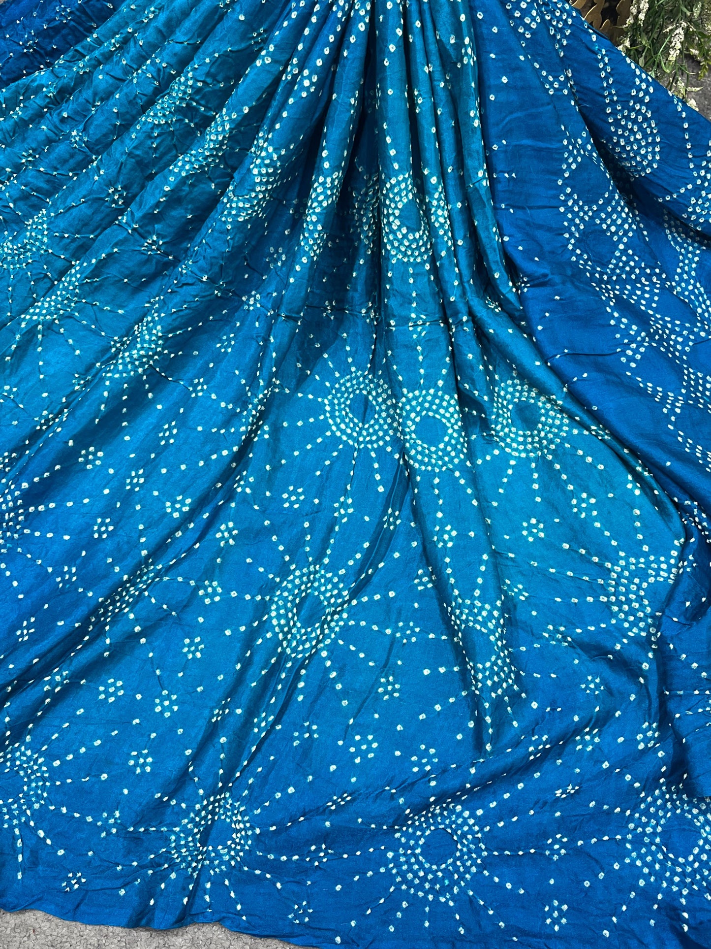 BLUE SHADED GAJJI SILK PURE HANDLOOM BHANDEJ SAREE