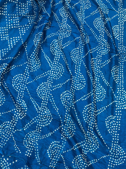 BLUE SHADED GAJJI SILK PURE HANDLOOM BHANDEJ SAREE