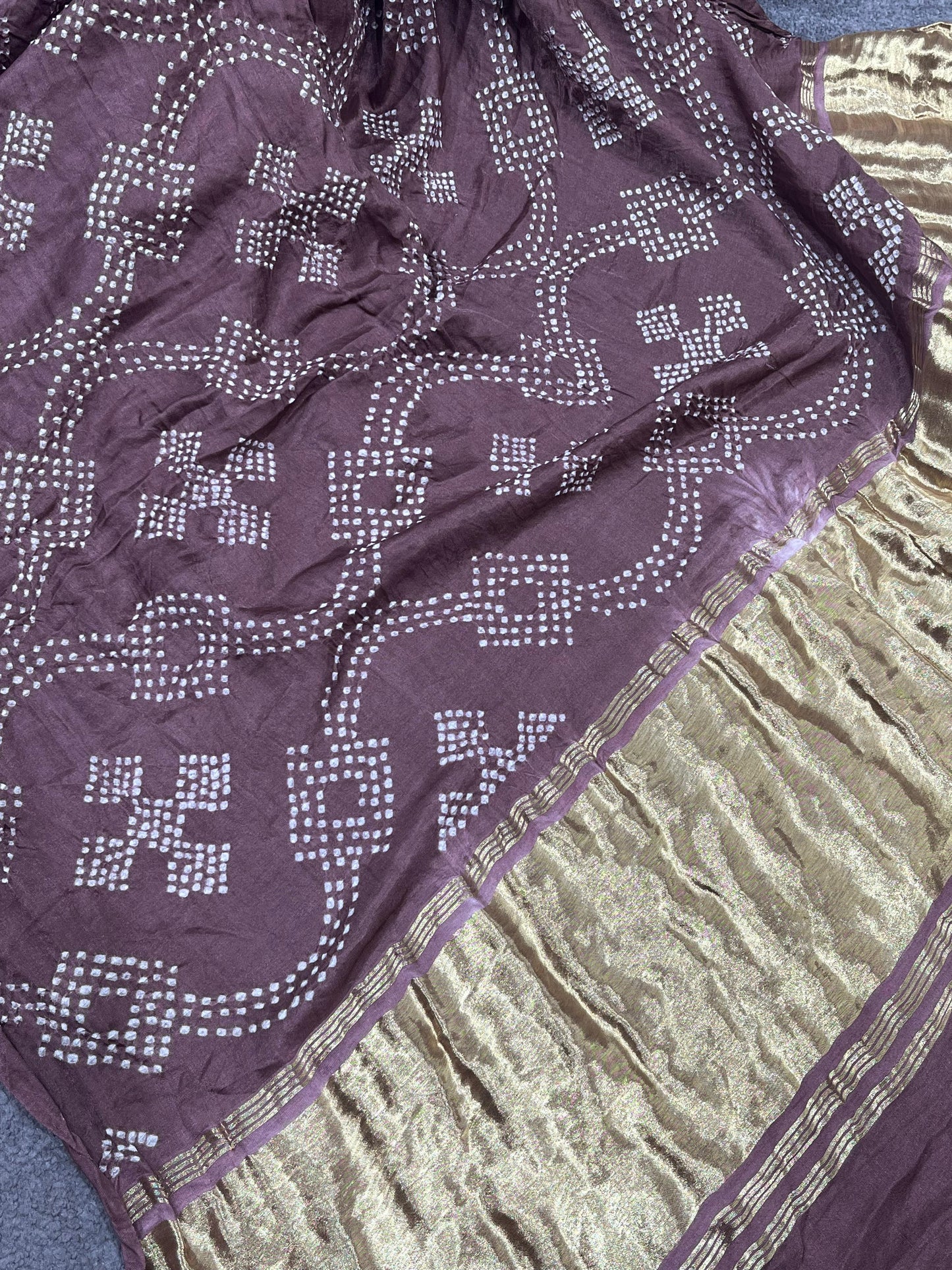 BROWN SHADED GAJJI SILK PURE HANDLOOM BHANDEJ SAREE
