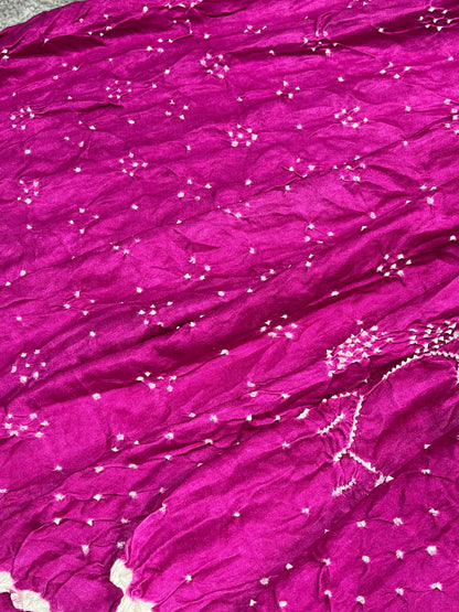 PURPLE SHADED GAJJI SILK PURE HANDLOOM BHANDEJ SAREE