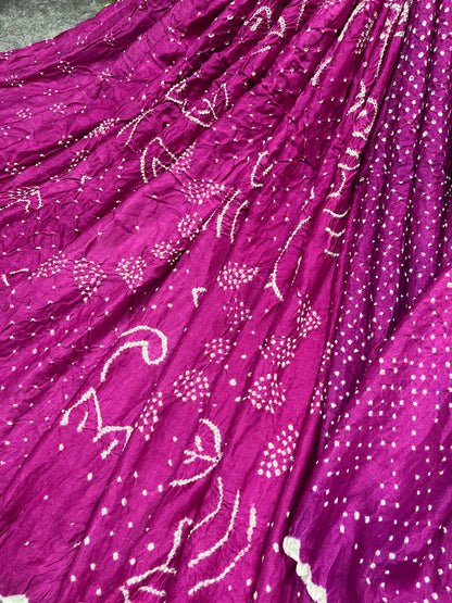 PURPLE SHADED GAJJI SILK PURE HANDLOOM BHANDEJ SAREE