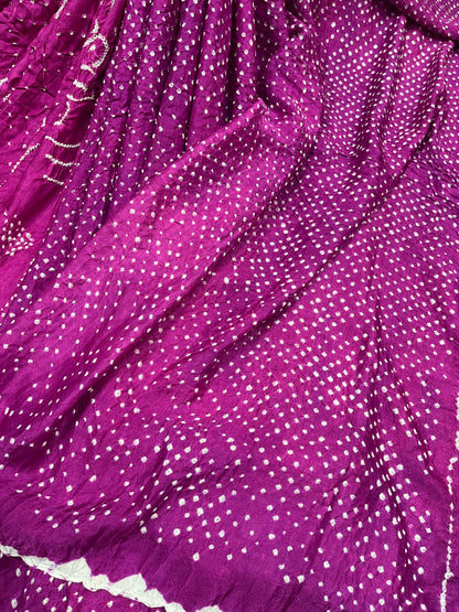 PURPLE SHADED GAJJI SILK PURE HANDLOOM BHANDEJ SAREE