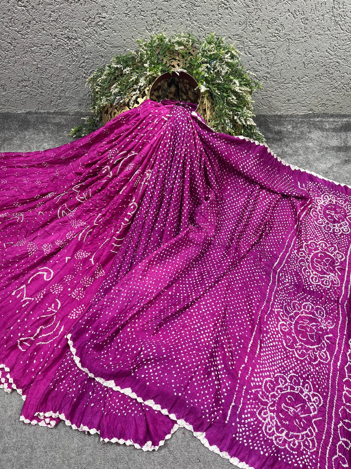 PURPLE SHADED GAJJI SILK PURE HANDLOOM BHANDEJ SAREE