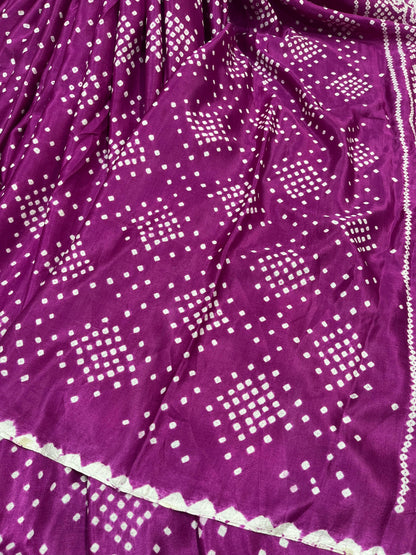 PLUM GAJJI SILK PURE HANDLOOM BHANDEJ SAREE