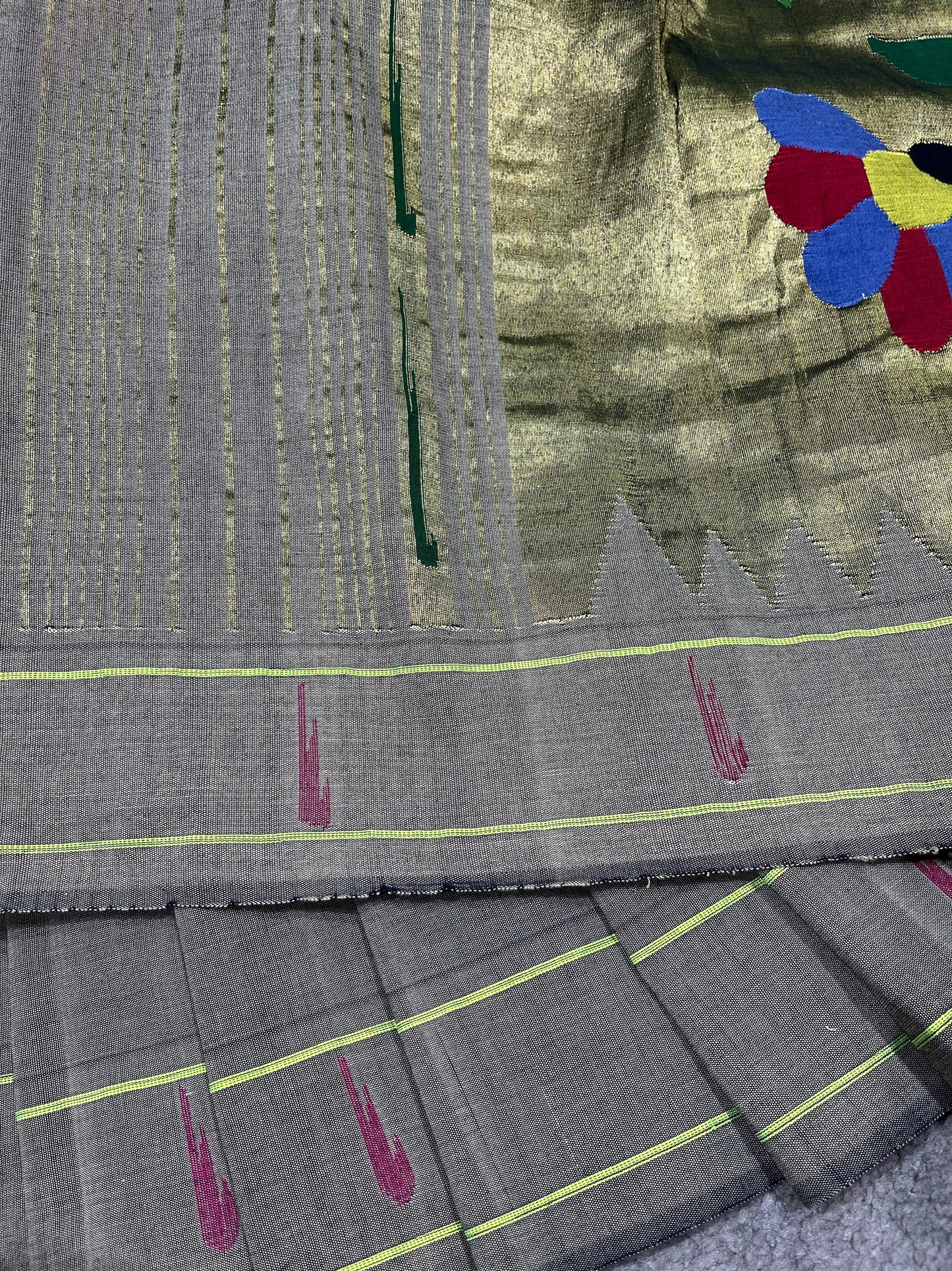 GREY COTTON PURE HANDLOOM PAITHANI SAREE