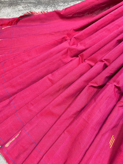 MAJENTA PINK COTTON PURE HANDLOOM PAITHANI SAREE