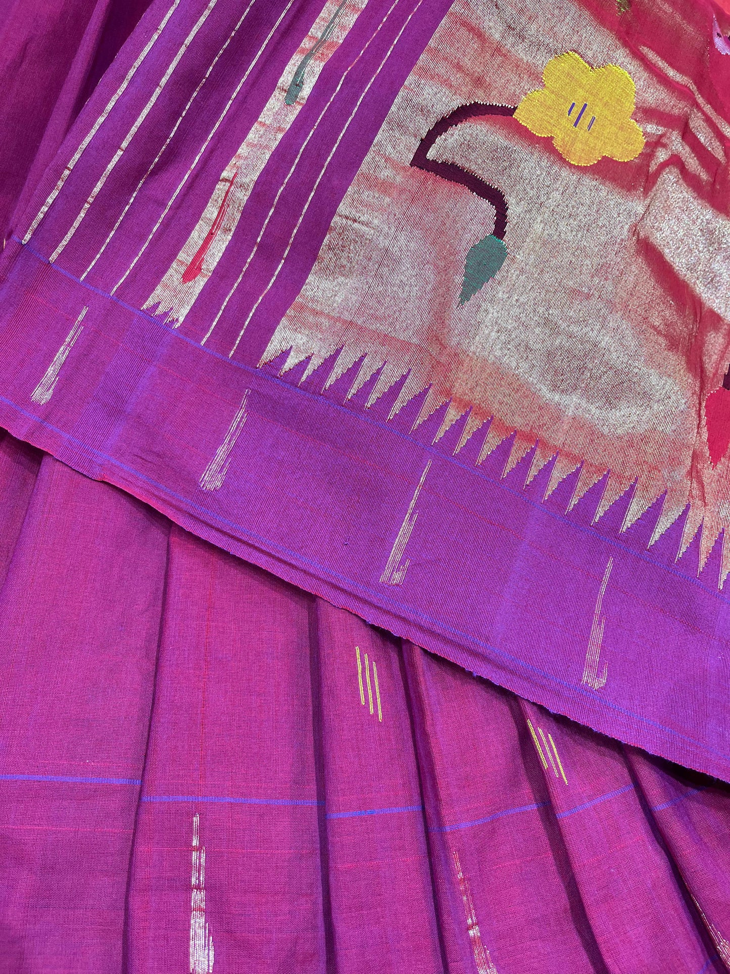 MAJENTA PINK COTTON PURE HANDLOOM PAITHANI SAREE