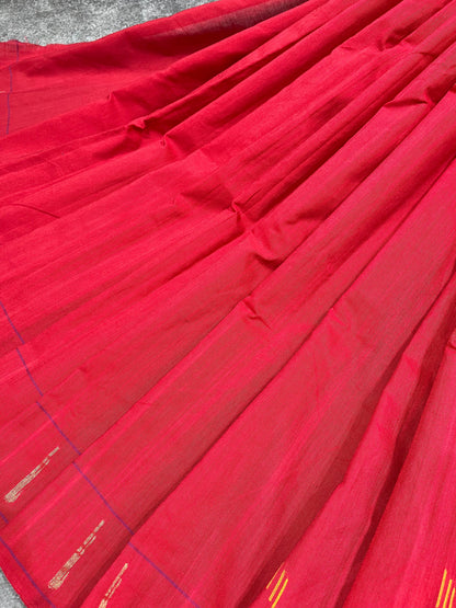 RED COTTON PURE HANDLOOM PAITHANI SAREE