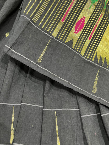 BLACK COTTON PURE HANDLOOM PAITHANI SAREE