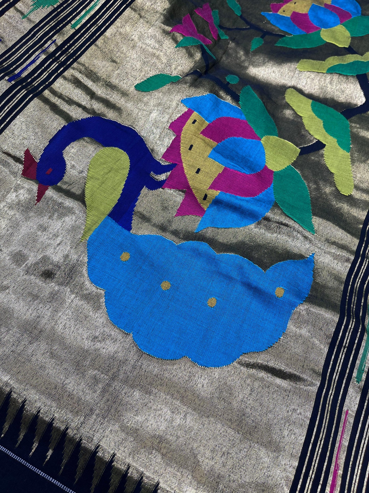 BLACK COTTON PURE HANDLOOM PAITHANI SAREE