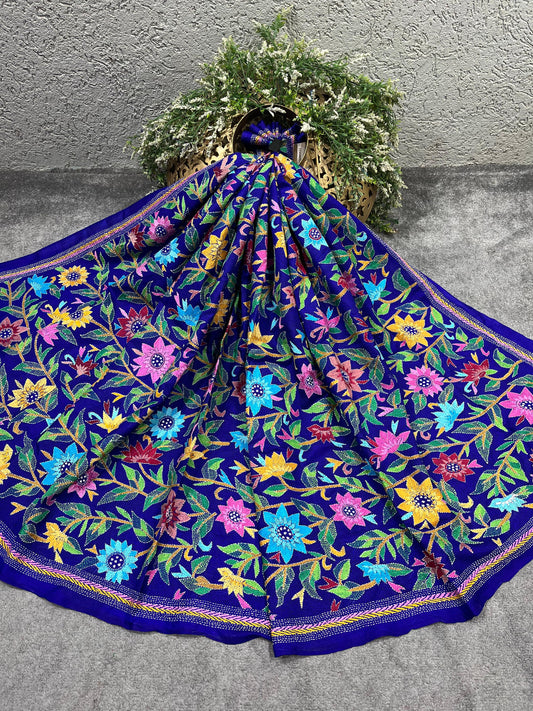 PURPLE PURE HANDLOOM KANTHA DUPATTA