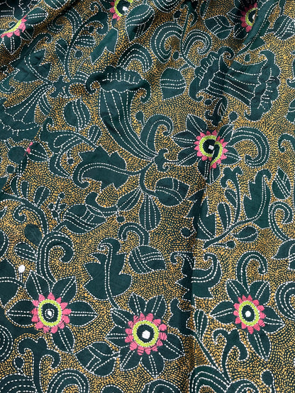 GREEN PURE HANDLOOM KANTHA DUPATTA