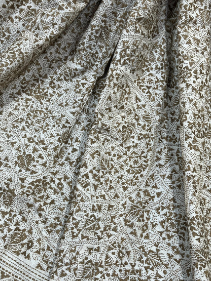 LIGHT BEIGE PURE HANDLOOM KANTHA DUPATTA