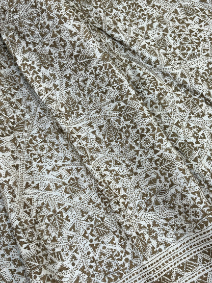 LIGHT BEIGE PURE HANDLOOM KANTHA DUPATTA