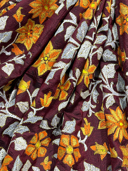 MAROON PURE HANDLOOM KANTHA DUPATTA