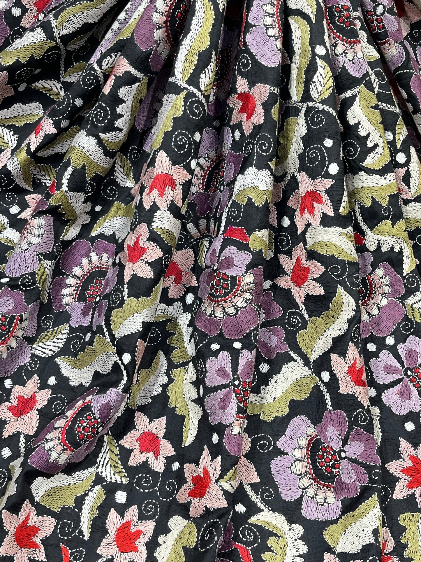 BLACK PURE HANDLOOM KANTHA DUPATTA