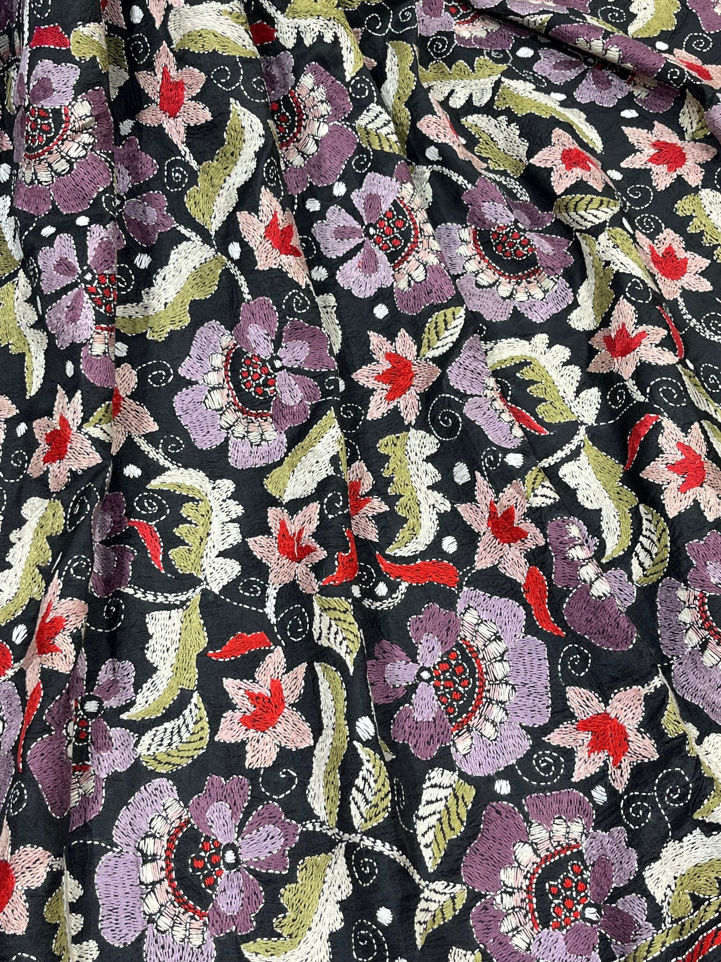 BLACK PURE HANDLOOM KANTHA DUPATTA