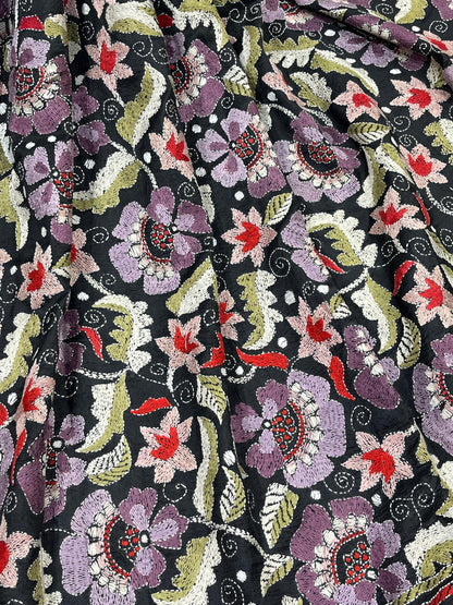 BLACK PURE HANDLOOM KANTHA DUPATTA