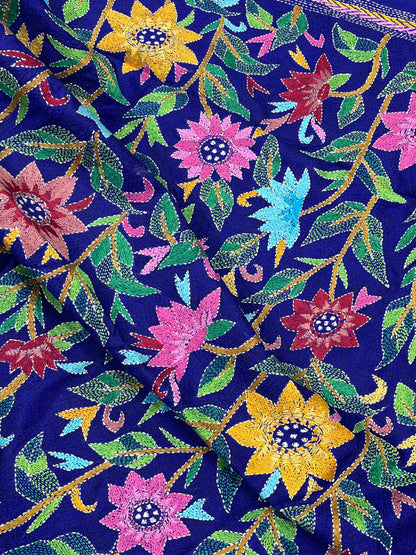 PURPLE PURE HANDLOOM KANTHA DUPATTA