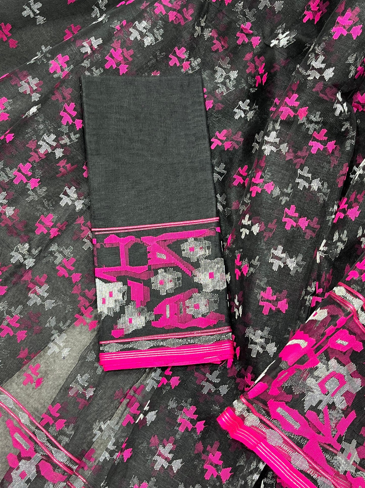 BLACK EXCLUSIVE PURE HANDLOOM DHAKAI JAMDANI SAREE