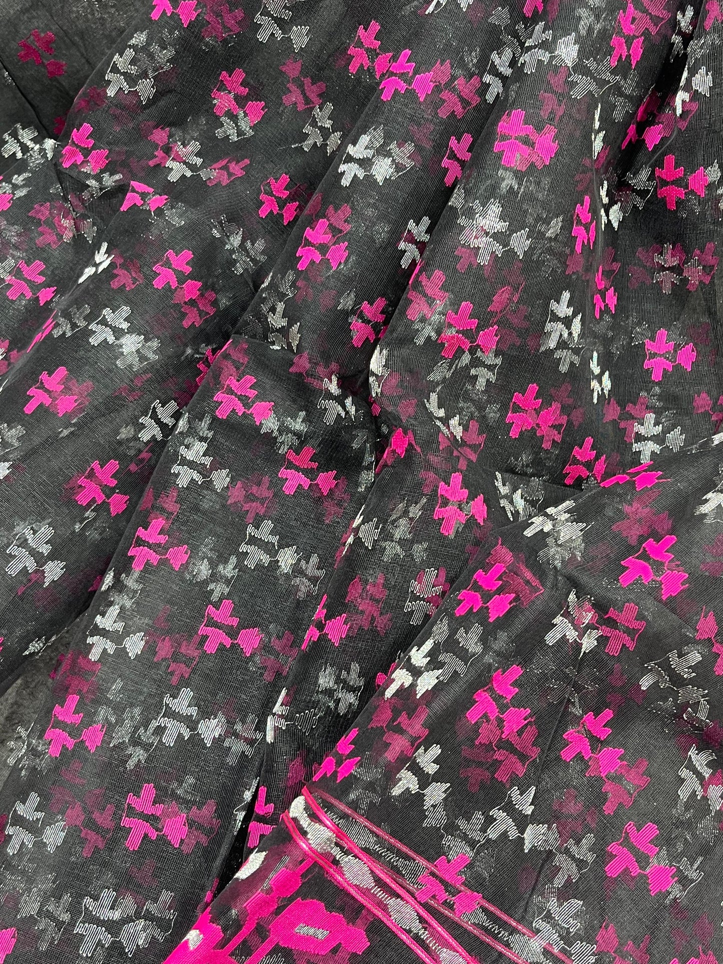 BLACK EXCLUSIVE PURE HANDLOOM DHAKAI JAMDANI SAREE