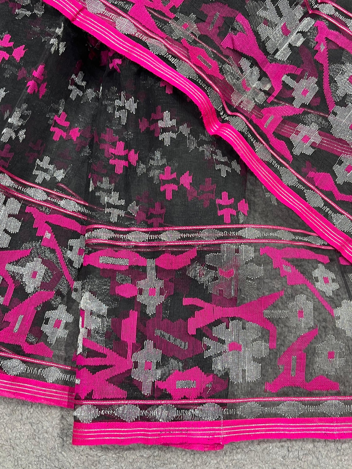 BLACK EXCLUSIVE PURE HANDLOOM DHAKAI JAMDANI SAREE