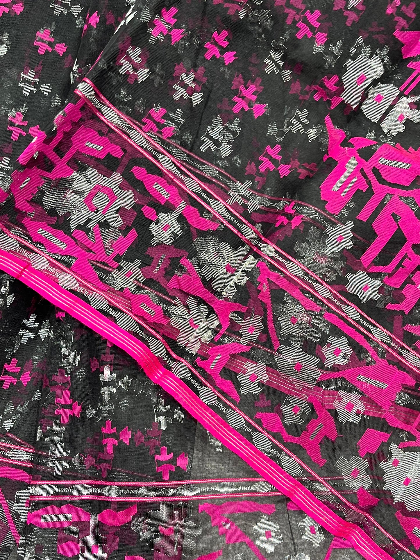 BLACK EXCLUSIVE PURE HANDLOOM DHAKAI JAMDANI SAREE