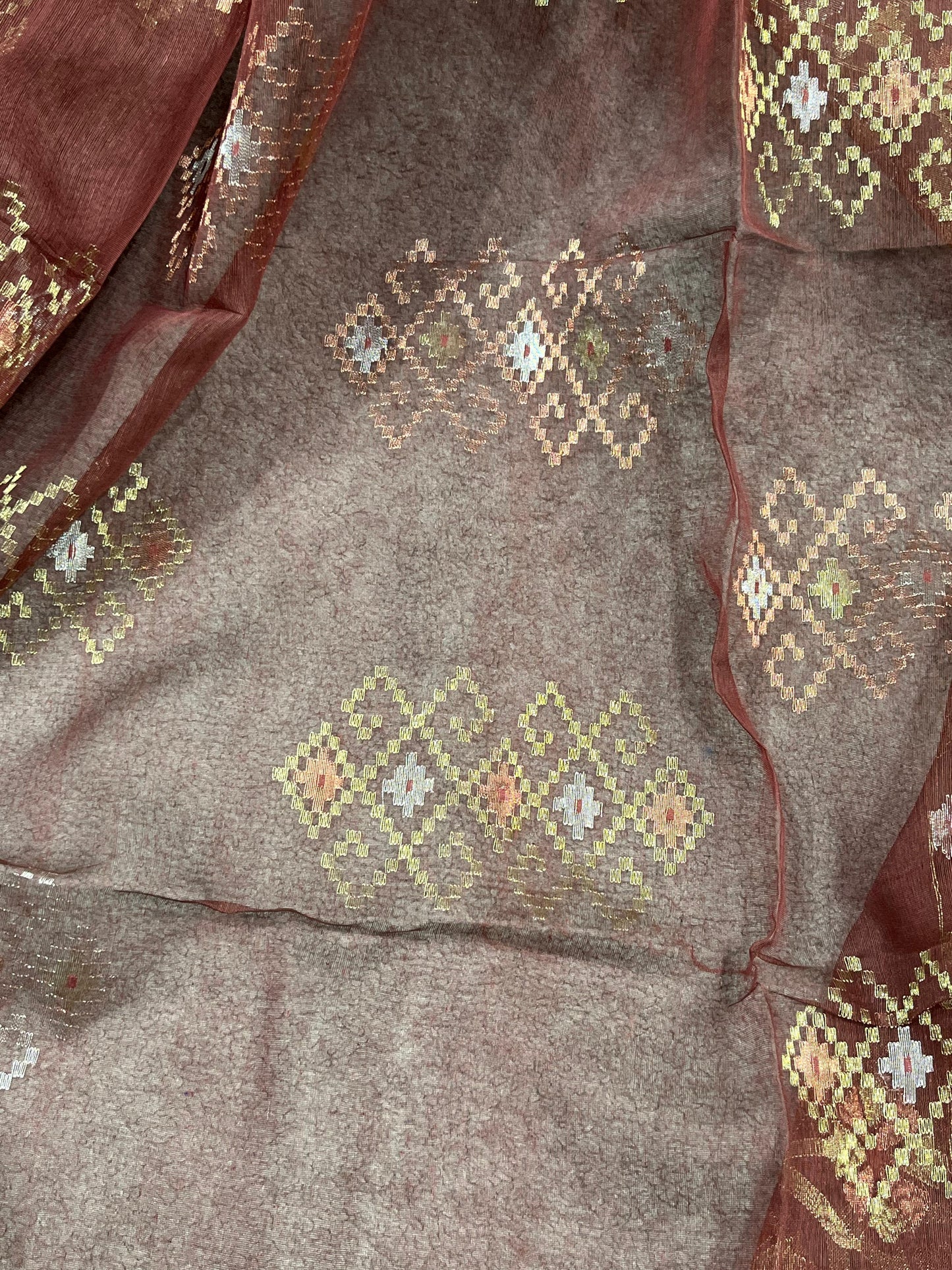 BROWN EXCLUSIVE PURE HANDLOOM DHAKAI JAMDANI SAREE