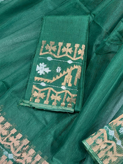 GREEN EXCLUSIVE PURE HANDLOOM DHAKAI JAMDANI SAREE