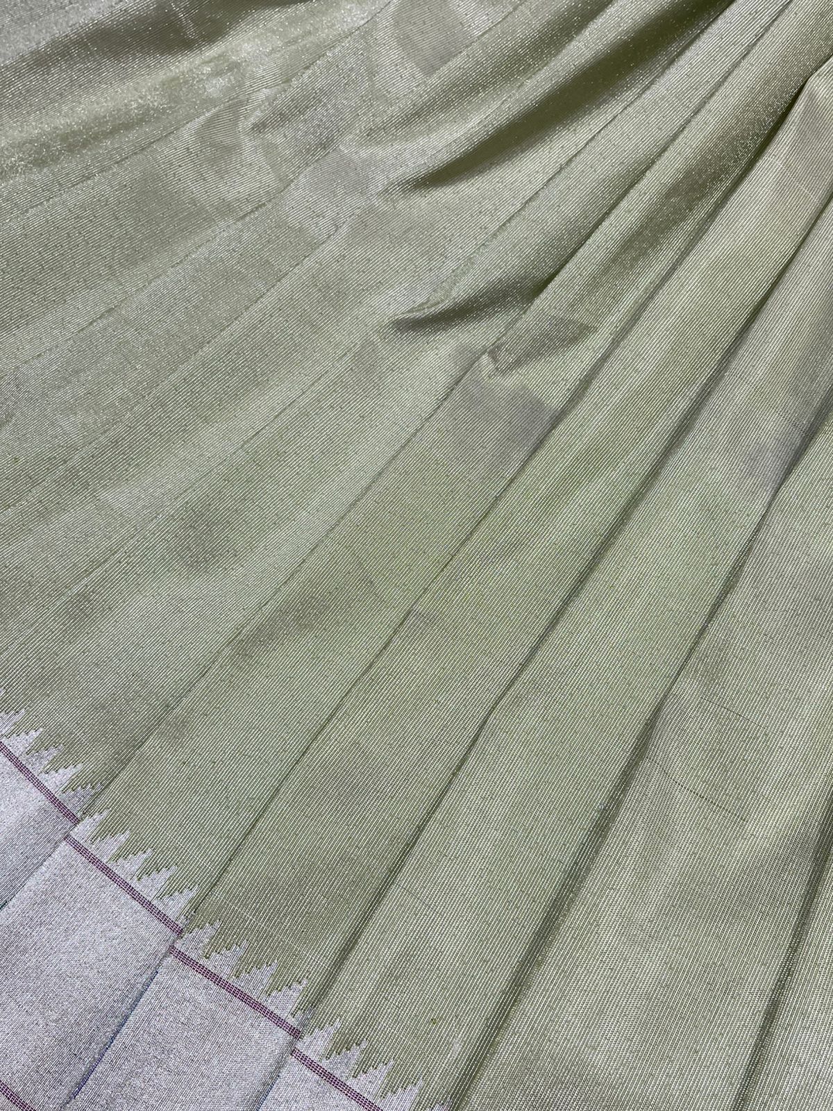 PASTEL GREEN SILK TISSUE PURE HANDLOOM PAITHANI SAREE