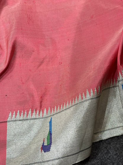 SOFT ROSE PINK PURE HANDLOOM PAITHANI SAREE
