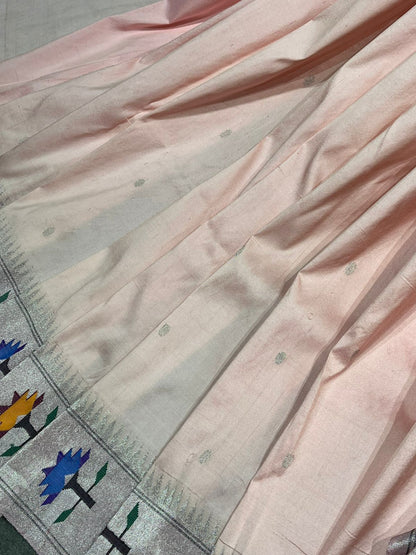 SOFT PEACH SILK PURE HANDLOOM PAITHANI SAREE