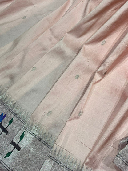 SOFT PEACH SILK PURE HANDLOOM PAITHANI SAREE