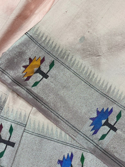 SOFT PEACH SILK PURE HANDLOOM PAITHANI SAREE