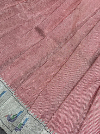 SOFT ROSE PINK PURE HANDLOOM PAITHANI SAREE