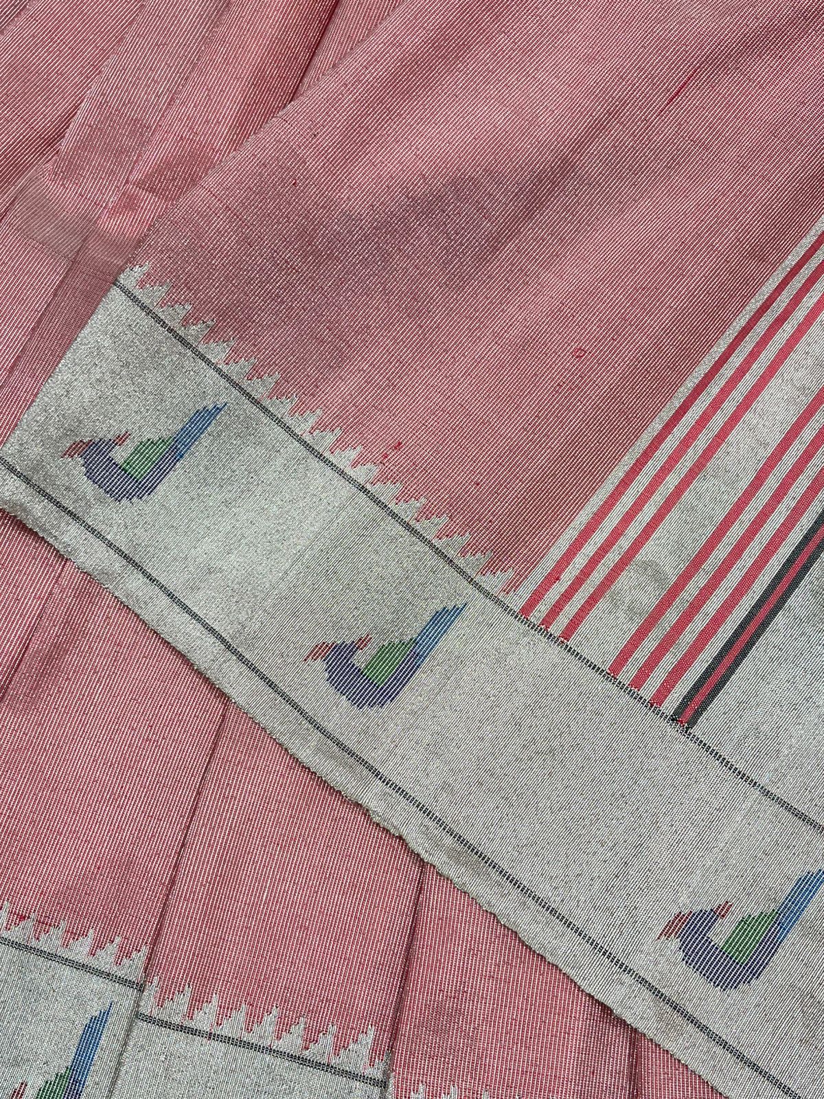 SOFT ROSE PINK PURE HANDLOOM PAITHANI SAREE
