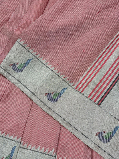 SOFT ROSE PINK PURE HANDLOOM PAITHANI SAREE